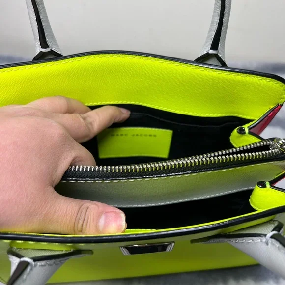 Neon Yellow and Gray Women's Handbag - Picture 6 of 9